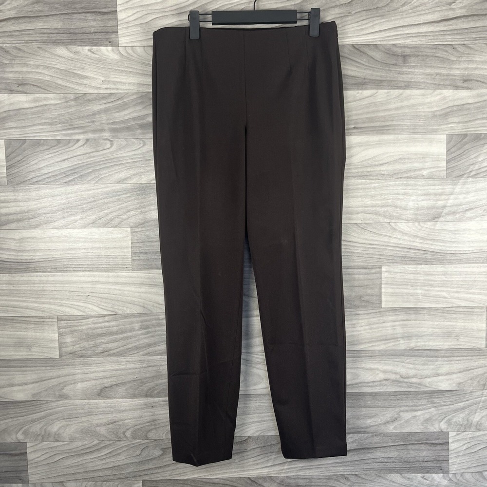 Talbots Dress Pants Womens 8 Brown Straight Stretch Career Business Pleated Corp - Picture 2 of 12